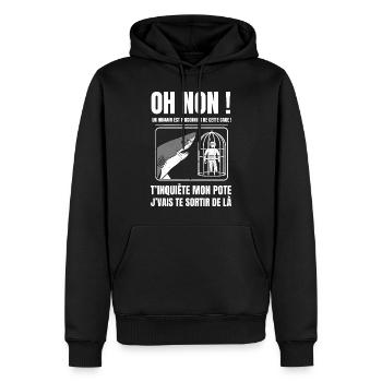 requin - Sweat à capuche Premium bio Homme - noir - Devant - Nico (187cm)