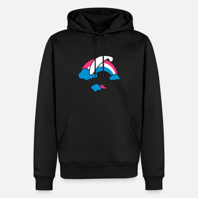 Arc en ciel et nuages Parapente - Sweat à capuche Premium bio Homme - noir