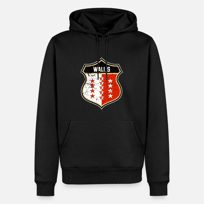Wallis - Männer Premium Bio Hoodie - Schwarz