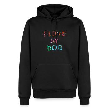ICH LIEBE MEINEN HUND - Männer Premium Bio Hoodie - Schwarz - Vorne - Nico (187cm)
