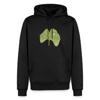 Feuille de Ginkgo Goutte d’eau Photo de feuille de Ginkgo - Sweat à capuche Premium bio Homme - noir - Devant - Nico (187cm)