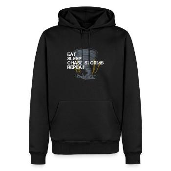 Eat Sleep Chase Storms Repeat Sturmjäger Unwetter - Männer Premium Bio Hoodie - Schwarz - Vorne - Nico (187cm)