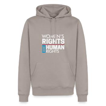 Frauenrechte Sind Menschenrechte - Männer Premium Bio Hoodie - Taupe - Vorne - Nico (187cm)