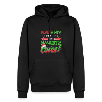 Cher Père Noël, vous êtes les vilains - Sweat à capuche Premium bio Homme - noir - Devant - Nico (187cm)