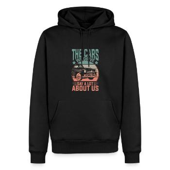 Les voitures que nous conduisons en disent long sur nous - Sweat à capuche Premium bio Homme - noir - Devant - Nico (187cm)
