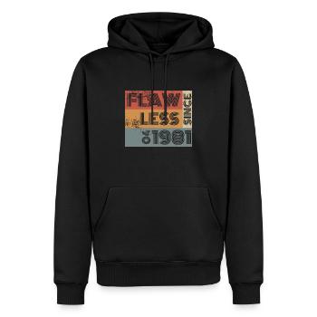 44. Geburtstag Flawless since 04/1981 - Männer Premium Bio Hoodie - Schwarz - Vorne - Nico (187cm)