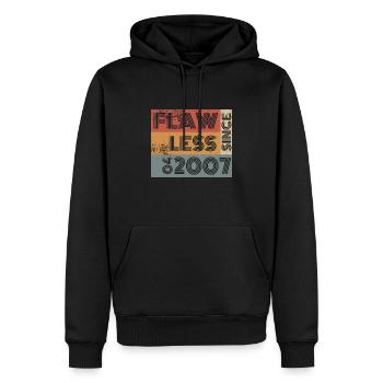18. Geburtstag Flawless since 04/2007 - Männer Premium Bio Hoodie - Schwarz - Vorne - Nico (187cm)