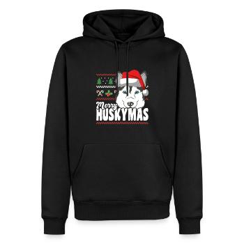 Joyeux Huskymas Sibérien Husky Noël - Sweat à capuche Premium bio Homme - noir - Devant - Nico (187cm)