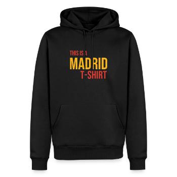 Le t-shirt madrilène par excellence - Sweat à capuche Premium bio Homme - noir - Devant - Nico (187cm)
