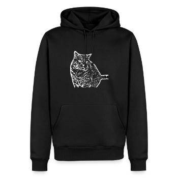Katze weiß Silhouette Geschenk Katzenliebhaber - Männer Premium Bio Hoodie - Schwarz - Vorne - Nico (187cm)