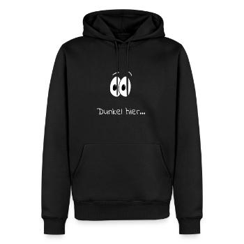 Dunkel hier... - Männer Premium Bio Hoodie - Schwarz - Vorne - Nico (187cm)