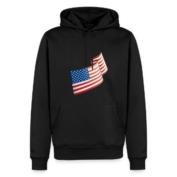 Flagge der USA im Wind - Männer Premium Bio Hoodie - Schwarz - Vorne - Nico (187cm)