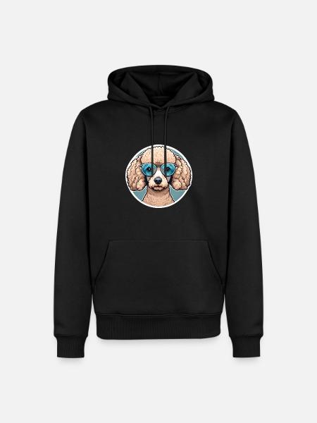 Pudel mit Sonnenbrille - Männer Premium Bio Hoodie - Schwarz