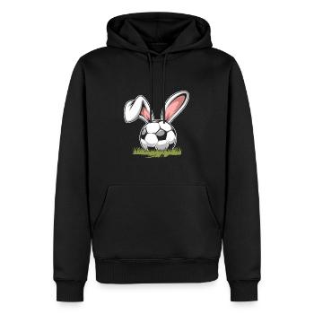 Football avec oreilles de lapin de Pâques - Sweat à capuche Premium bio Homme - noir - Devant - Nico (187cm)