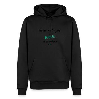 I'm gaining value - Men’s Premium Organic Hoodie - black - Front - Nico (187cm)