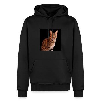 Chat chat chaton doux - Sweat à capuche Premium bio Homme - noir - Devant - Nico (187cm)