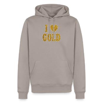 Gold Glitter Effect Glamour - Men’s Premium Organic Hoodie - taupe - Front - Nico (187cm)