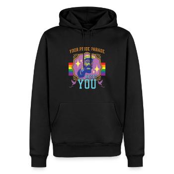 Your Pride parade needs you - Men’s Premium Organic Hoodie - black - Front - Nico (187cm)