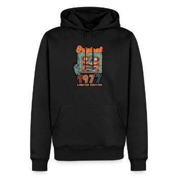 Original 1977 Limited Edition Cassette Vintage - Men’s Premium Organic Hoodie - black - Front - Nico (187cm)