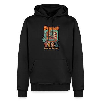Édition limitée originale 1986 cassette anniversaire - Sweat à capuche Premium bio Homme - noir - Devant - Nico (187cm)