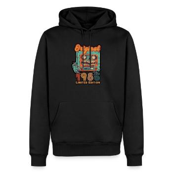 Original 1985 Limited Edition Vintage Retro - Men’s Premium Organic Hoodie - black - Front - Nico (187cm)