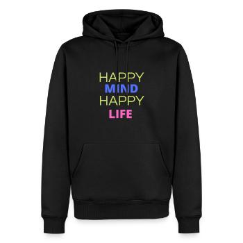 heureux Vie heureuse - Sweat à capuche Premium bio Homme - noir - Devant - Nico (187cm)