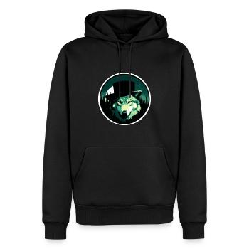 Wolf mit Hut - Männer Premium Bio Hoodie - Schwarz - Vorne - Nico (187cm)