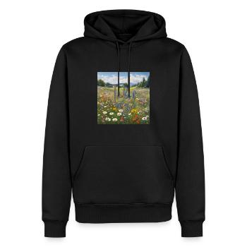 Flower meadow "Take it easy" - Men’s Premium Organic Hoodie - black - Front - Nico (187cm)