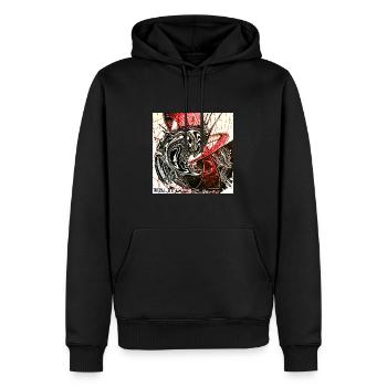 Wave - Männer Premium Bio Hoodie - Schwarz - Vorne - Nico (187cm)