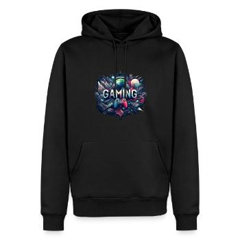 Gamer Niveau console Nerd Gamer gaming - Sweat à capuche Premium bio Homme - noir - Devant - Nico (187cm)