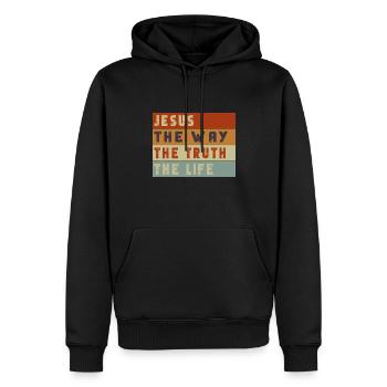Jesus The Way Truth Life Christian - Männer Premium Bio Hoodie - Schwarz - Vorne - Nico (187cm)