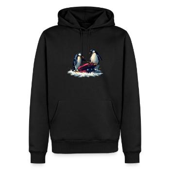 Resist Penguin Grunge Protest - Männer Premium Bio Hoodie - Schwarz - Vorne - Nico (187cm)