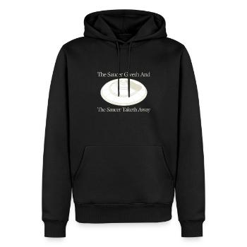 Saucer Lover Giveth And Taketh Away UFO Alien - Männer Premium Bio Hoodie - Schwarz - Vorne - Nico (187cm)