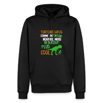Tonton Et Neveux Humour Dinosaure - Sweat à capuche Premium bio Homme - noir - Devant - Nico (187cm)