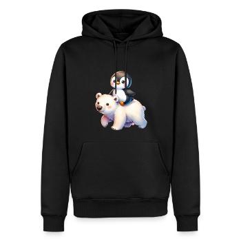 Pingouin et ours polaire cadeau - Sweat à capuche Premium bio Homme - noir - Devant - Nico (187cm)