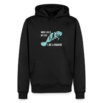 Je rêve de lamantin et de dugong - Sweat à capuche Premium bio Homme - noir - Devant - Nico (187cm)
