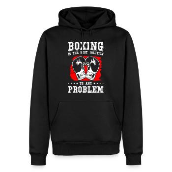 La boxe est la meilleure solution à n’importe quel problème - Sweat à capuche Premium bio Homme - noir - Devant - Nico (187cm)