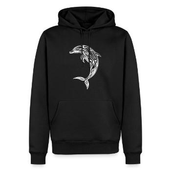 Dauphin - Sweat à capuche Premium bio Homme - noir - Devant - Nico (187cm)