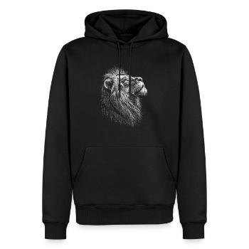 Löwe Kopf Portrait Illustration - Männer Premium Bio Hoodie - Schwarz - Vorne - Nico (187cm)