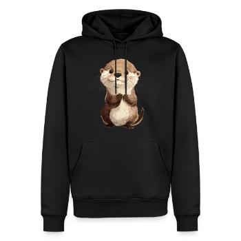 Mignon bébé loutre - Sweat à capuche Premium bio Homme - noir - Devant - Nico (187cm)