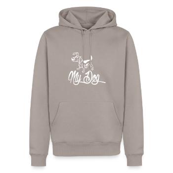Dog lover - Men’s Premium Organic Hoodie - taupe - Front - Nico (187cm)