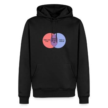 Procrastination paresseuse et drôle du diagramme de Venn - Sweat à capuche Premium bio Homme - noir - Devant - Nico (187cm)