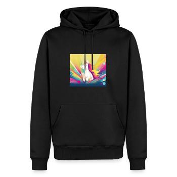 Einhorn Regenbogen Fantasy Design Cartoon - Männer Premium Bio Hoodie - Schwarz - Vorne - Nico (187cm)