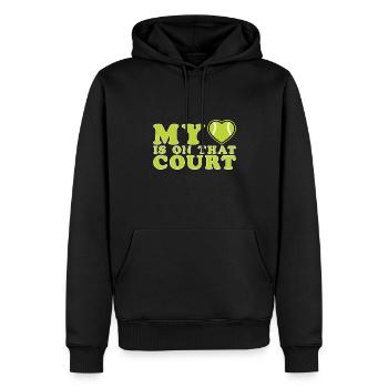 Mon cœur est sur ce court Tennis Maman - Sweat à capuche Premium bio Homme - noir - Devant - Nico (187cm)