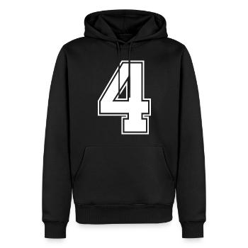 Maillot numéro 4 - Sweat à capuche Premium bio Homme - noir - Devant - Nico (187cm)