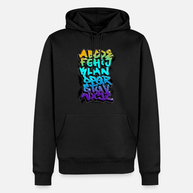 GRAFFITI-ALPHABET - Männer Premium Bio Hoodie - Schwarz