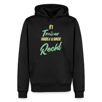 §1 Trainer haben immer Recht - Männer Premium Bio Hoodie - Schwarz - Vorne - Nico (187cm)