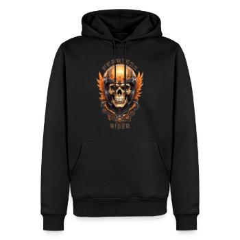 Biker Totenschädel Vintage Biker Flügel Totenkopf Motorrad - Männer Premium Bio Hoodie - Schwarz - Vorne - Nico (187cm)