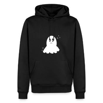 Fantôme avec des yeux - Sweat à capuche Premium bio Homme - noir - Devant - Nico (187cm)