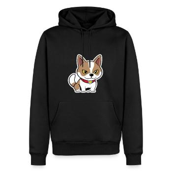 Petit chien brun esquissé - Sweat à capuche Premium bio Homme - noir - Devant - Nico (187cm)